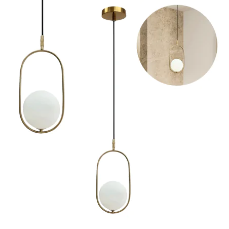 Lampy-sufitowe - lampa sufitowa wisząca żyrandol biała kula złoto szczotkowane cordel 31-26255 candellux 