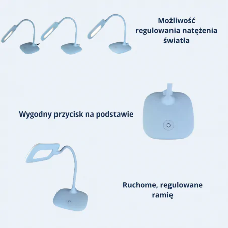 Lampki-biurkowe - lampa biurkowa led z neutralnym światłem do nauki niebieska stella z7602bl emos 