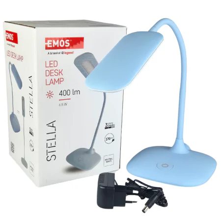 Lampki-biurkowe - lampa biurkowa led z neutralnym światłem do nauki niebieska stella z7602bl emos 