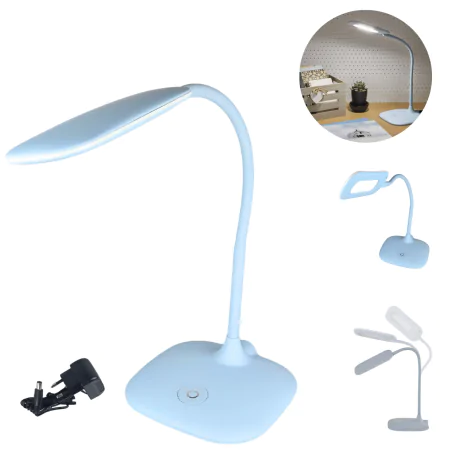 Lampki-biurkowe - lampa biurkowa led z neutralnym światłem do nauki niebieska stella z7602bl emos 