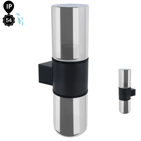 Kinkiety-ogrodowe - kinkiet hermetyczny elewacyjny góra-dół czarny ip54 beryl 04599 ideus 