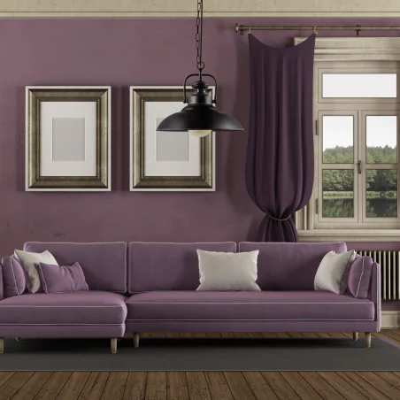 Lampy-sufitowe - lampa sufitowa wisząca w stylu retro żyrandol do kuchni i salonu czarny 20w e27 il mio iceland polux 