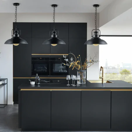 Lampy-sufitowe - lampa sufitowa wisząca w stylu retro żyrandol do kuchni i salonu czarny 20w e27 il mio iceland polux 