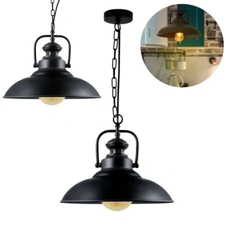 Lampy-sufitowe - lampa sufitowa wisząca w stylu retro żyrandol do kuchni i salonu czarny 20w e27 il mio iceland polux 