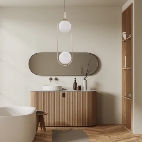 Lampy-sufitowe - lampa wisząca sufitowa podwójna mosiądz kule cordel 32-73464 candellux 