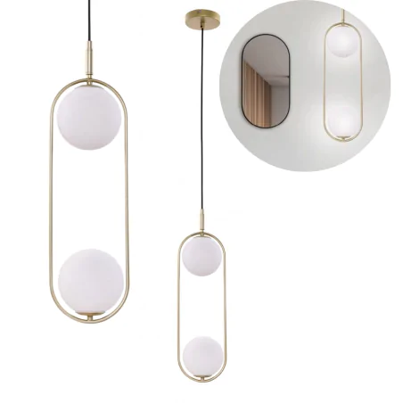 Lampy-sufitowe - lampa wisząca sufitowa podwójna mosiądz kule cordel 32-73464 candellux 