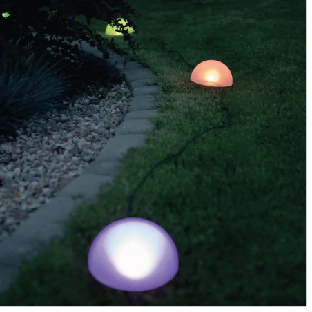 Lampy-solarne - lampa solarna wbijana girlanda ogrodowa białe półkule z kolorowym światłem eko0450 eko-light 