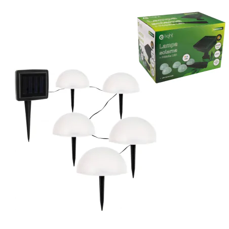 Lampy-solarne - lampa solarna wbijana girlanda ogrodowa białe półkule z kolorowym światłem eko0450 eko-light 