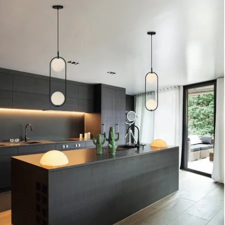 Lampy-sufitowe - lampa sufitowa wisząca podwójna żyrandol kule czarna cordel 32-10155 candellux 