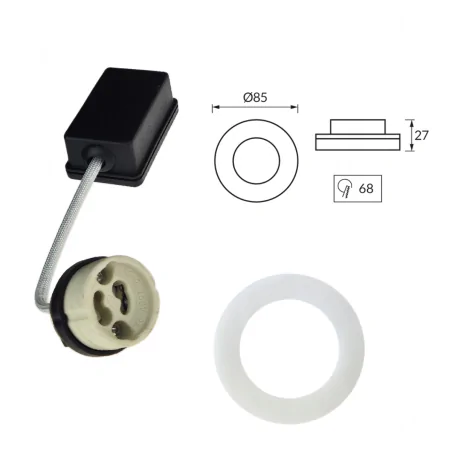 Oprawy-sufitowe-stale - oczko sufitowe podtynkowe oprawa wpuszczana w sufit czarna na żarówkę gu10 dukat 04249 ideus 