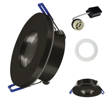 Oprawy-sufitowe-stale - oczko sufitowe podtynkowe oprawa wpuszczana w sufit czarna na żarówkę gu10 dukat 04249 ideus 