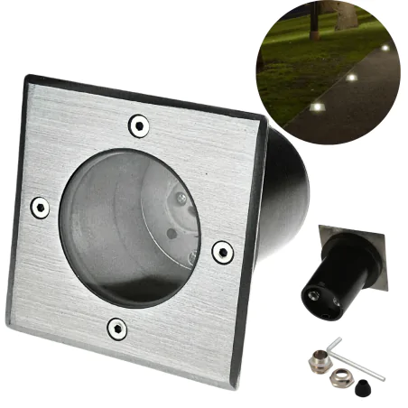 Oprawy-led-zewnetrzne - oprawa najazdowa kwadratowa lampa chodnikowa wpuszczana w grunt gu10 chrom 