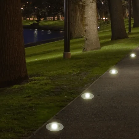 Oprawy-led-zewnetrzne - oprawa najazdowa do gruntu okrągła lampa chodnikowa chrom 