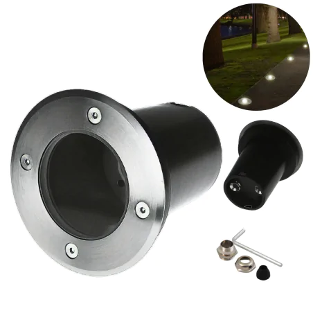 Oprawy-led-zewnetrzne - oprawa najazdowa do gruntu okrągła lampa chodnikowa chrom 