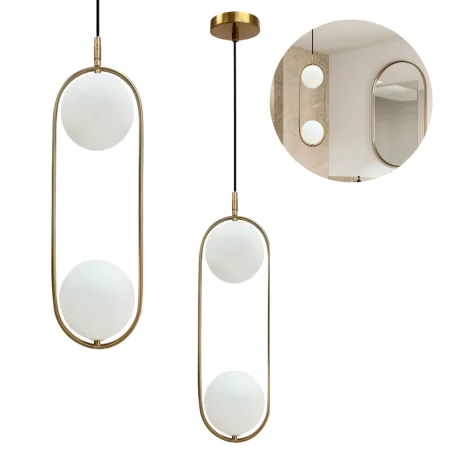 Lampy-sufitowe - lampa wisząca sufitowa zwis dwie kule złoty szczotkowany cordel 32-26279 candellux 