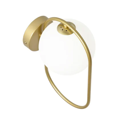 Kinkiety-do-salonu - kinkiet lampa ścienna złota z mlecznym kloszem w kształcie kuli cordel 21-73440 candellux 