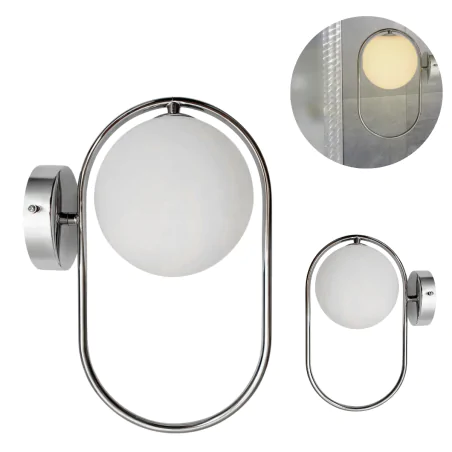 Kinkiety - kinkiet ścienny chromowy z mlecznym kulistym kloszem cordel 21-32089 candellux 