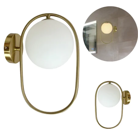 Kinkiety-do-salonu - kinkiet ścienny mleczna kula w złotej oprawie cordel 21-26224 candellux 