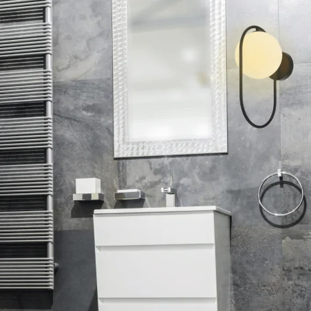 Kinkiety - kinkiet ścienny lampa czarna z mlecznym kulistym kloszem cordel 21-10179 candellux 