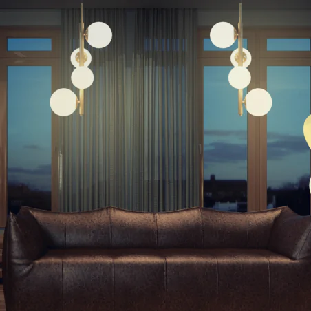 Lampy-sufitowe - lampa sufitowa wisząca żyrandol złoty 4 kuliste klosze cordel 34-01559 candellux 