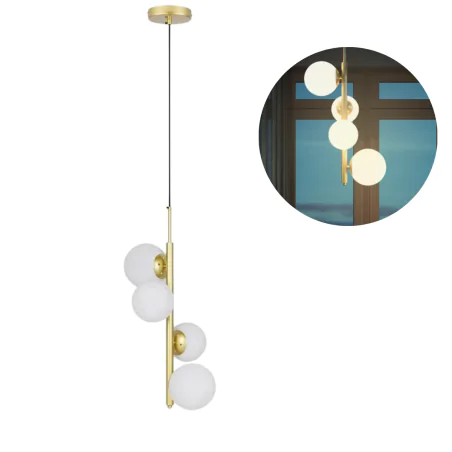 Lampy-sufitowe - lampa sufitowa wisząca żyrandol złoty 4 kuliste klosze cordel 34-01559 candellux 