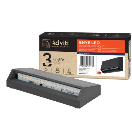 Kinkiety-ogrodowe - kinkiet elewacyjny led na zewnątrz domu grafitowy enye ad-op-6191l4 adviti 
