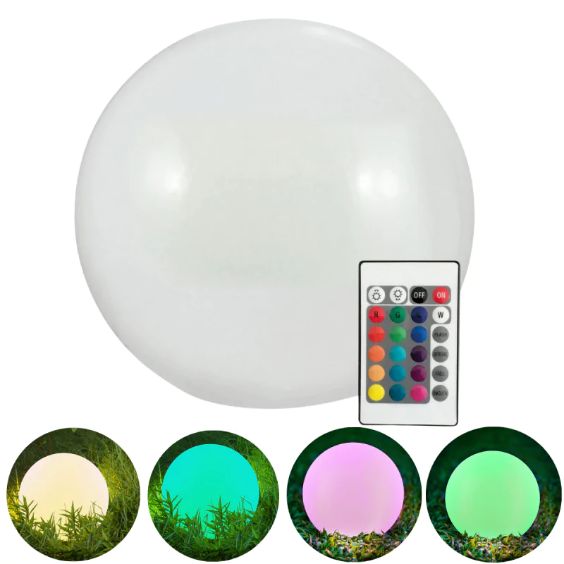 Lampy-kule-ogrodowe - lampa solarna do ogrodu kula na pilota 20cm z kolorowym światłem rgb 325365 polux-goldlux firmy POLUX GOLDLUX 