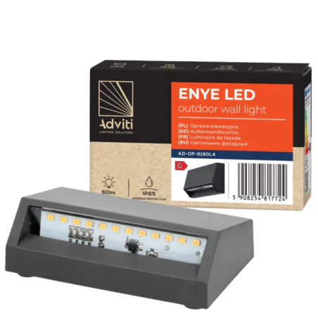 Kinkiety-ogrodowe - kinkiet ścienny zewnętrzny elewacyjny led ciemnoszary 1,5w enye ad-op-6190l4 adviti 