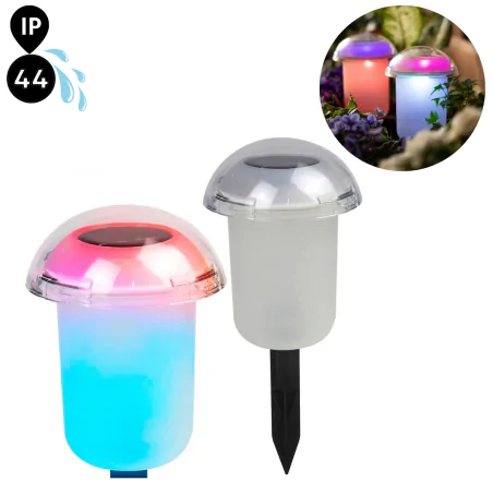 Lampy-solarne - lampka solarna do ogrodu wbijana w ziemię z kolorowym światłem rgb momo polux- 1szt. 