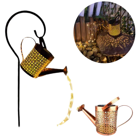 Lampy-solarne - lampa ogrodowa oświetlenie solarne w formie miedzianej konewki z ciepłym światłem ip44 cortina 