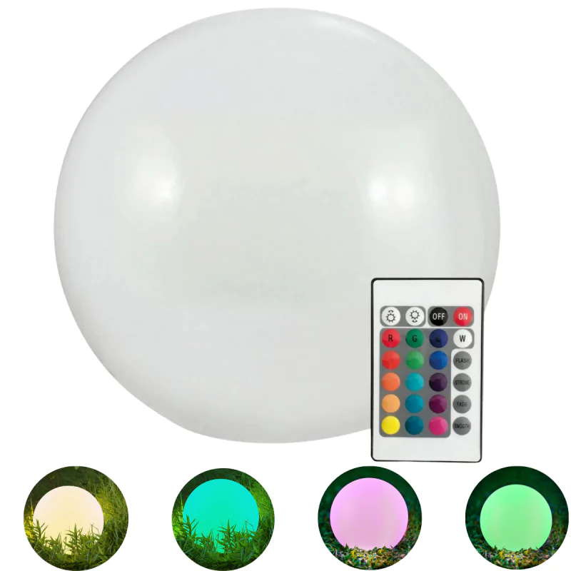 Lampy-kule-ogrodowe - lampa solarna do ogrodu kula o średnicy 40cm na pilota z kolorowym światłem polux-goldlux firmy POLUX GOLDLUX 