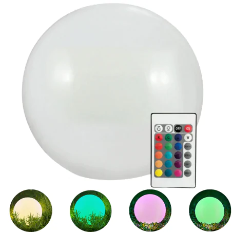 Lampy-kule-ogrodowe - lampa solarna do ogrodu kula o średnicy 40cm na pilota z kolorowym światłem polux-goldlux 