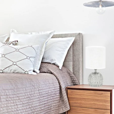 Lampki-nocne - kryształowa lampka stołowa z białym kloszem e14 zefir 04723 ideus 