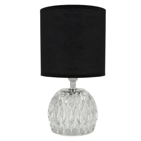 Lampki-nocne - kryształowa lampka stołowa z czarnym kloszem glamour e14 zefir 04724 ideus 
