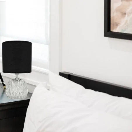 Lampki-nocne - kryształowa lampka stołowa z czarnym kloszem glamour e14 zefir 04724 ideus 