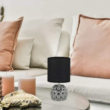 Lampki-nocne - lampka nocna w stylu glamour z czarnymkloszem e14 dragona 04726 ideus 