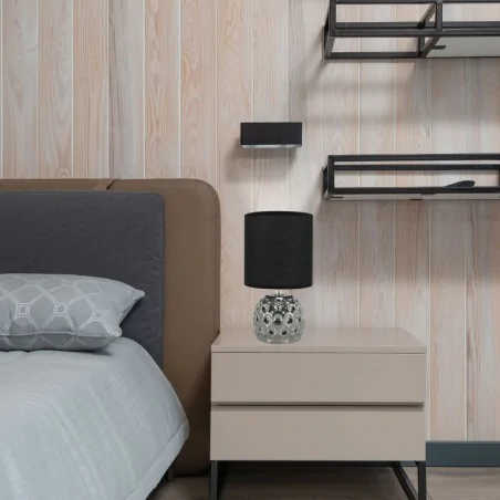 Lampki-nocne - lampka nocna w stylu glamour z czarnymkloszem e14 dragona 04726 ideus 