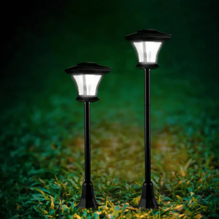 Lampy-solarne - lampa ogrodowa latarnia solarna w czarnej obudowie tirana 325518 polux-goldlux 