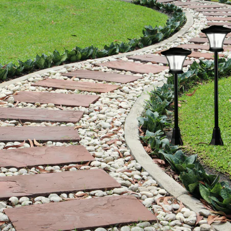 Lampy-solarne - lampa ogrodowa latarnia solarna w czarnej obudowie tirana 325518 polux-goldlux 