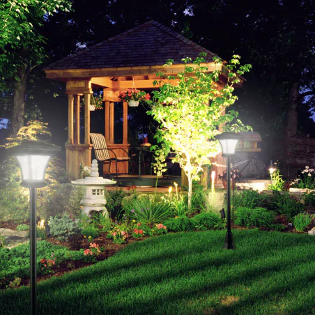 Lampy-solarne - lampa ogrodowa latarnia solarna w czarnej obudowie tirana 325518 polux-goldlux 