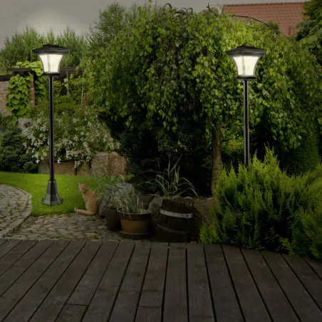 Lampy-solarne - lampa ogrodowa latarnia solarna w czarnej obudowie tirana 325518 polux-goldlux 