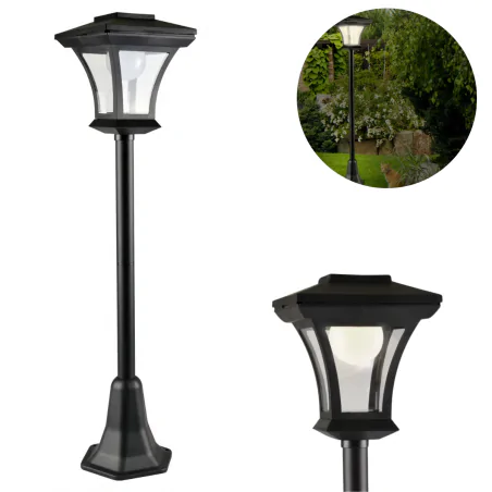 Lampy-solarne - lampa ogrodowa latarnia solarna w czarnej obudowie tirana 325518 polux-goldlux 