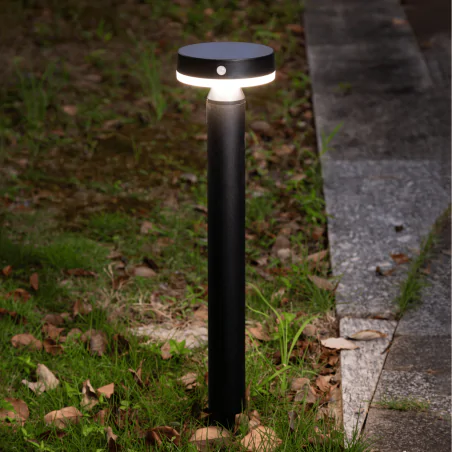 Lampy-solarne - lampa solarna stojąca do ogrodu czarna z czujnikiem ruchu i zmierzchu gwinea 329790 polux-goldlux 