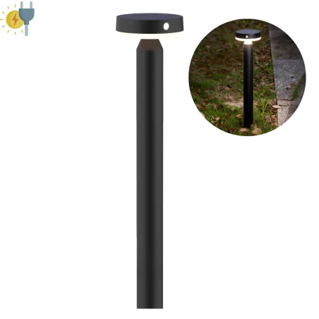 Lampy-solarne - lampa solarna stojąca do ogrodu czarna z czujnikiem ruchu i zmierzchu gwinea 329790 polux-goldlux 