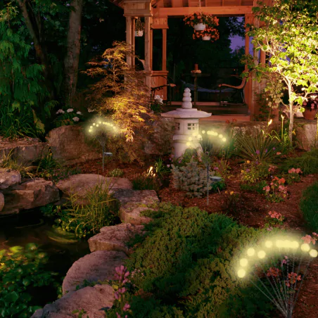 Lampy-solarne - lampka solarna ogrodowa wbijana gałązki z kuleczkami z ciepłym światłem 10xled 3659 lvt 