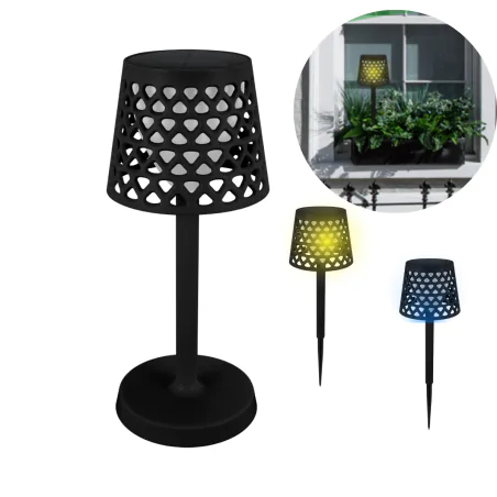 Lampy-solarne - lampka solarna stołowa i wbijana 2w1 ażurowa ładowalna azura ideus 