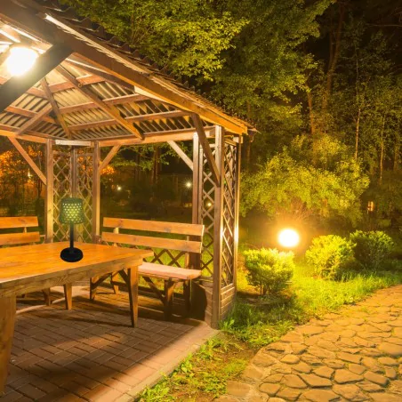 Lampy-solarne - lampka solarna stołowa i wbijana 2w1 ażurowa ładowalna azura ideus 