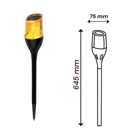 Lampy-solarne - lampa solarna lampka ogrodowa wbijana pochodnia imitująca płomień ignis lumsol1026 lumiled 
