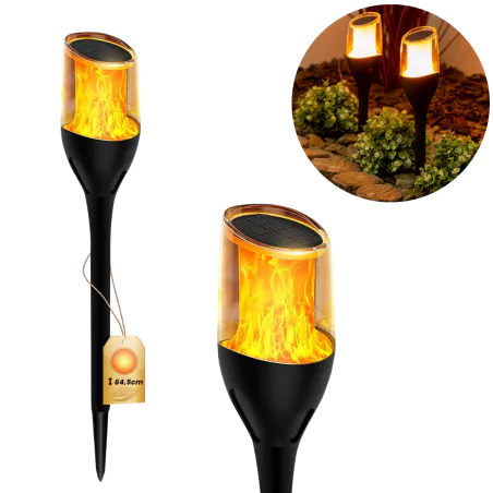 Lampy-solarne - lampa solarna lampka ogrodowa wbijana pochodnia imitująca płomień ignis lumsol1026 lumiled 