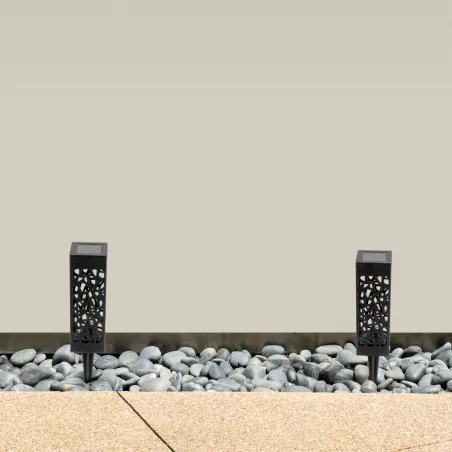 Lampy-solarne - lampa solarna wbijana w grunt ażurowy słupek do ogrodu prostokątny ciepłe światło azure lumsol1080 lumiled 